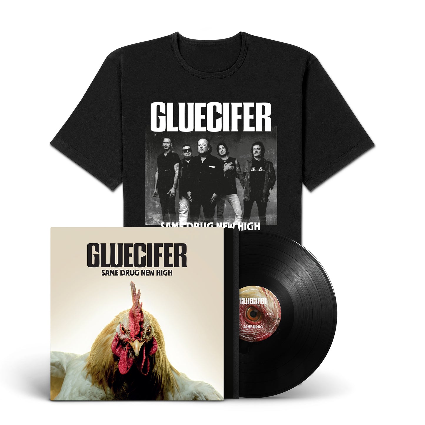Gluecifer "Same Drug New High" LP-Shirt-Bundle "Band"