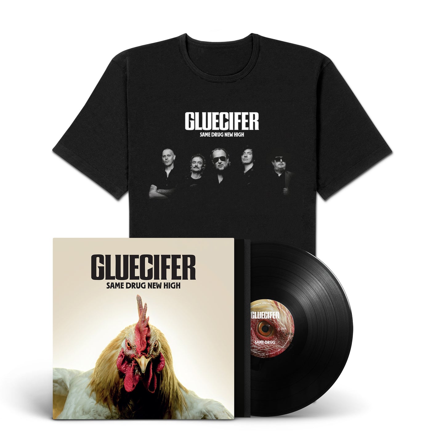 Gluecifer "Same Drug New High" LP-Shirt-Bundle "Band"