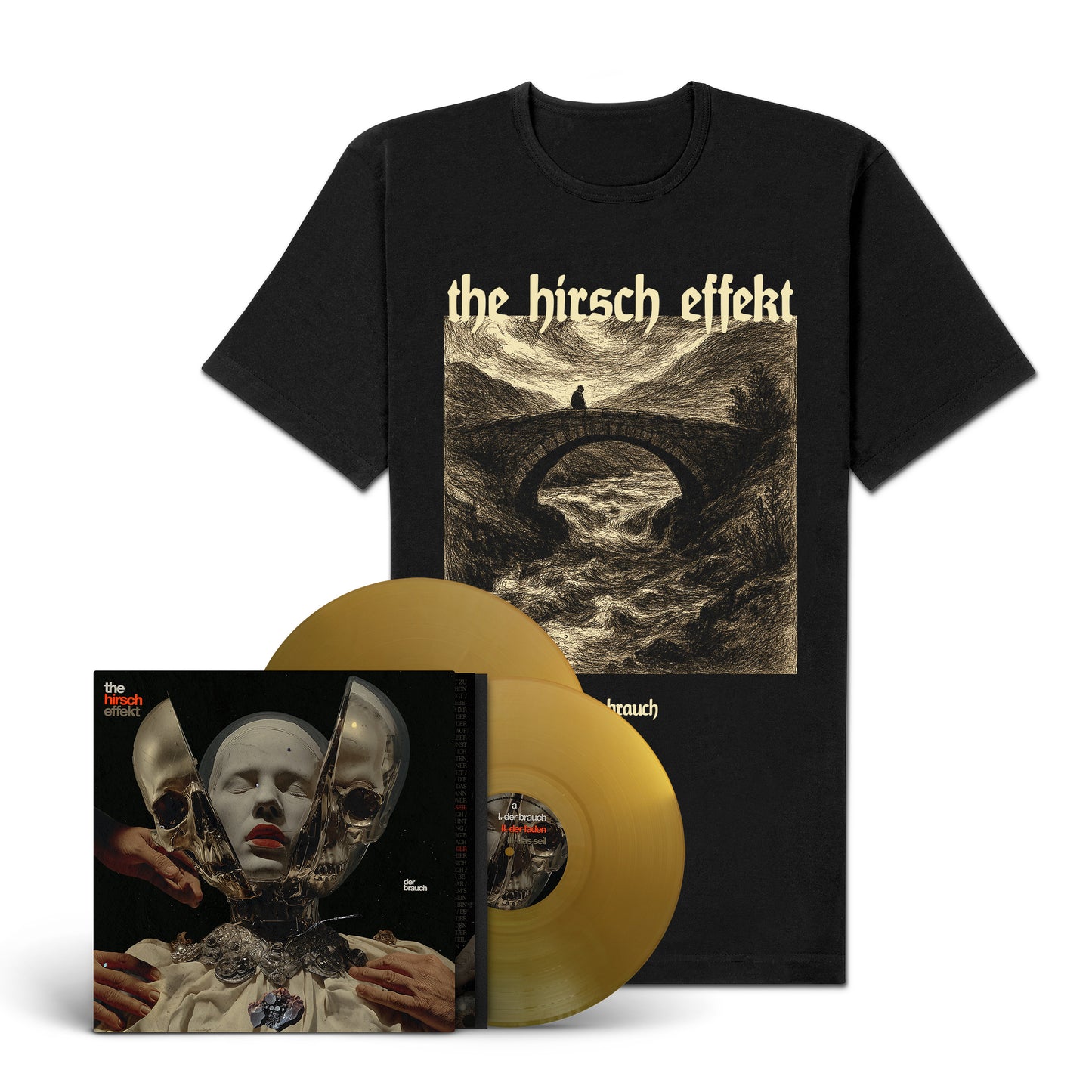 The Hirsch Effekt "Der Brauch" gold LP-Shirt-Bundle "Die Brücke"