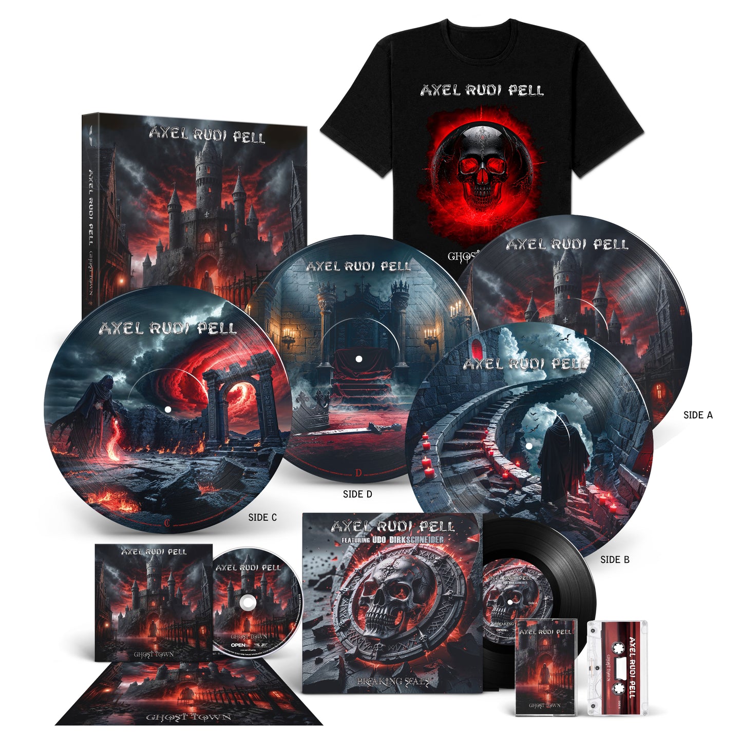 Axel Rudi Pell "Ghost Town" Box-Shirt-Bundle "Skull"