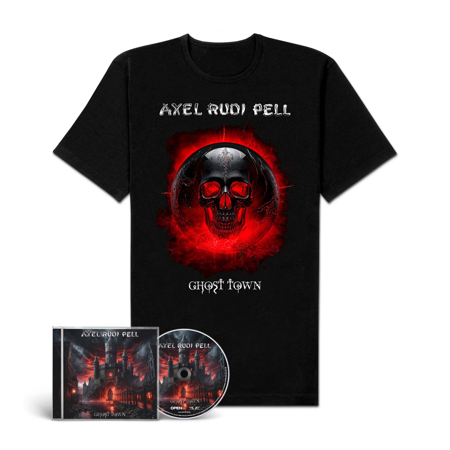 Axel Rudi Pell "Ghost Town" CD-Shirt-Bundle "Skull" (jewel case)