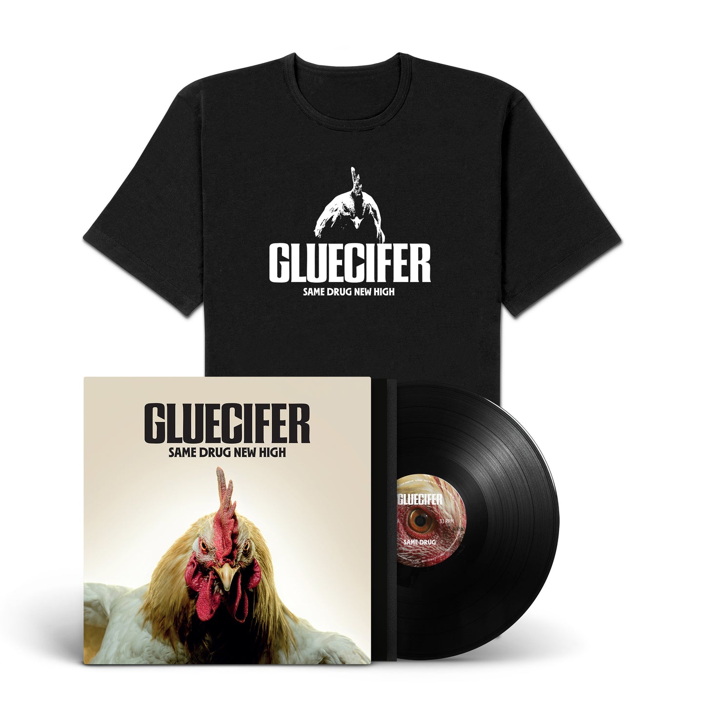 Gluecifer "Same Drug New High" LP-Shirt-Bundle "Cock"