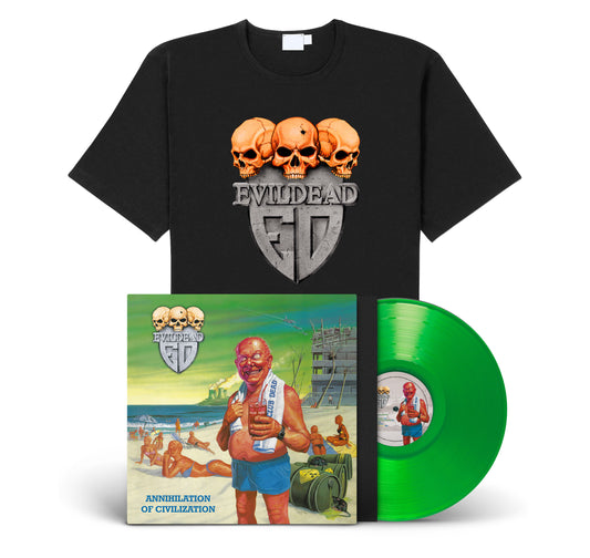 Evildead "Annihilation Of Civilization" exclusive LP-Shirt-Bundle "Skulls" (translucent lime green vinyl)