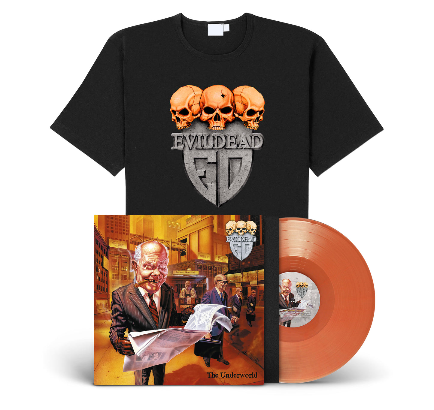 Evildead "The Underworld" exclusive LP-Shirt-Bundle (translucent orange vinyl)
