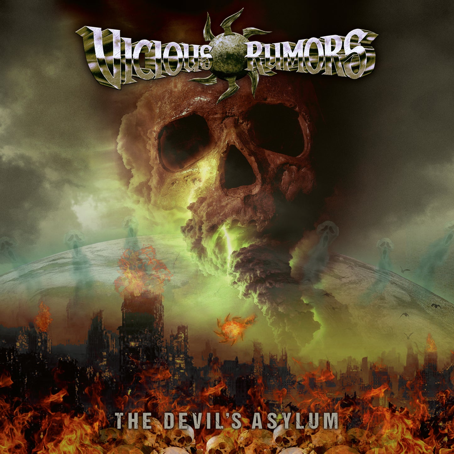 Vicious Rumors "The Devil's Asylum" LP-Shirt-Bundle "Logo" (marbled green/yellow-black vinyl)