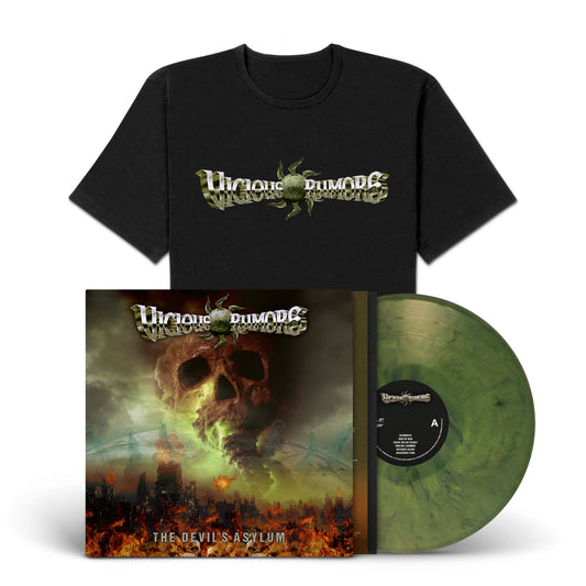 Vicious Rumors "The Devil's Asylum" LP-Shirt-Bundle "Logo" (marbled green/yellow-black vinyl)